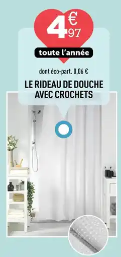 Centrakor Le rideau de douche avec crochets offre