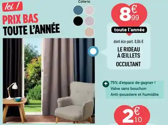 Centrakor Le rideau à œillets occultant offre