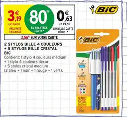 Intermarché BIC 2 stylos bille 4 couleurs + 5 stylos bille cristal offre