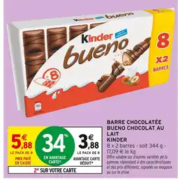 Intermarché Kinder Barre chocolatée Bueno chocolat au lait offre