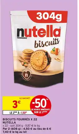 Intermarché NUTELLA BISCUITS FOURRÉS X 22 offre