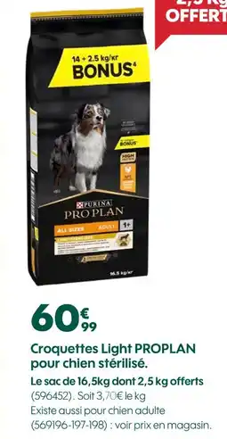 Truffaut Purina Croquettes Light PROPLAN pour chien stérilisé offre