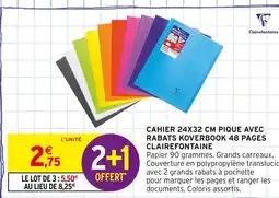 Intermarché Clairefontaine Cahier 24x32 cm piqué avec rabats Koverbook 48 pages offre