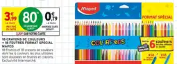 Intermarché MAPED 18 crayons de couleurs + 18 feutres format special offre