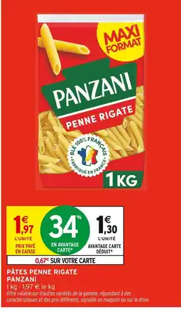 Intermarché PANZANI Pâtes Penne Rigate offre