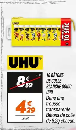 Netto UHU 10 BÂTONS DE COLLE BLANCHE SONIC offre