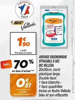 Netto BIC Ardoise ergonomique effaçable à sec BIC Velleda offre