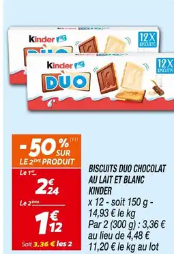 Netto KINDER BISCUITS DUO CHOCOLAT AU LAIT ET BLANC offre