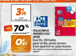 Netto OXFORD Feuilles simples perforées 21x29,7 offre