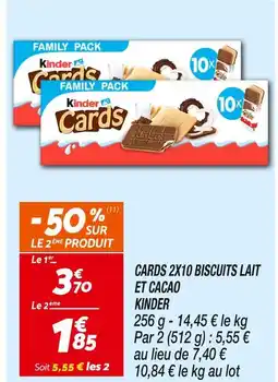 Netto Kinder Cards 2x10 biscuits lait et cacao offre