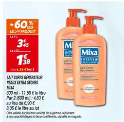 Netto MIXA Lait Corps Réparateur Peaux Extra Sèches offre
