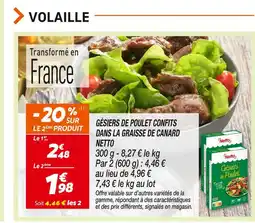 Netto NETTO Gésiers de poulet confits offre