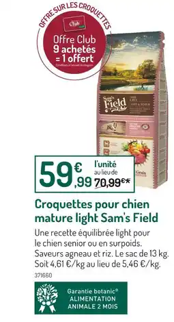 Botanic Sam's Field Croquettes pour chien mature light offre