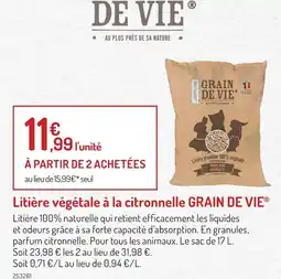 Botanic GRAIN DE VIE Litière végétale à la citronnelle offre
