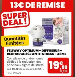 Animalis Feliway Optimum – Diffuseur + Recharge 30J Anti-Stress offre