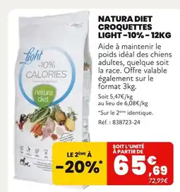 Animalis Natura Diet Croquettes Light -10%-12 kg offre
