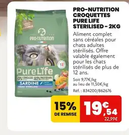 Animalis Pro-Nutrition Croquettes Pure Life Sterilised offre
