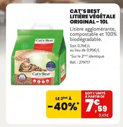 Animalis Cat's Best Litière végétale Original – 10L offre