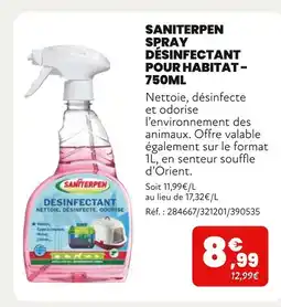 Animalis Saniterpen Spray désinfectant pour habitat offre