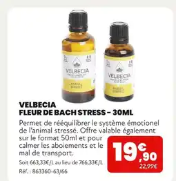 Animalis Velbecia Fleur de Bach Stress – 30ml offre