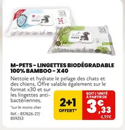 Animalis M-pets Lingettes biodégradable 100% bamboo – x40 offre