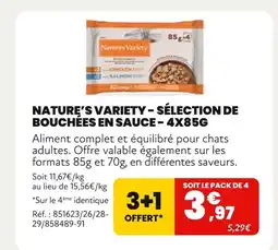 Animalis Nature's Variety Sélection de bouchées en sauce - 4x85g offre