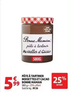 Auchan Supermarché Bonne maman - pâte à tartiner noisettes et cacao offre