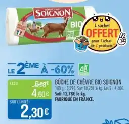 Match Bûche de chèvre bio soignon offre