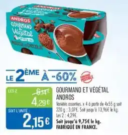 Match Gourmand et végétal andros offre