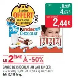 Match Barre de chocolat au lait kinder offre
