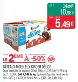 Match Gâteaux moelleux kinder délice offre