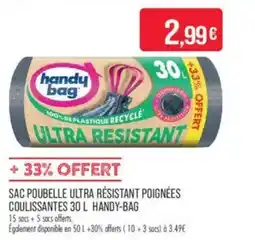 Match Sac poubelle ultra résistant poignées coulissantes handy-bag offre