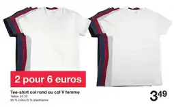Zeeman Tee-shirt col rond ou col V femme offre