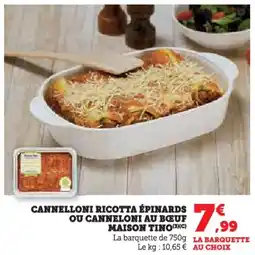 U Express Cannelloni ricotta épinards ou canneloni au bœuf maison tino offre
