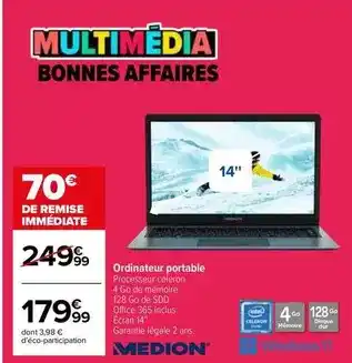 Carrefour Medion - ordinateur portable offre