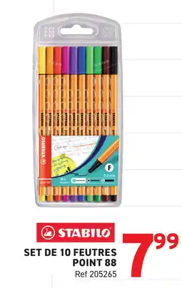 Trafic STABILO Set de 10 feutres point 88 offre