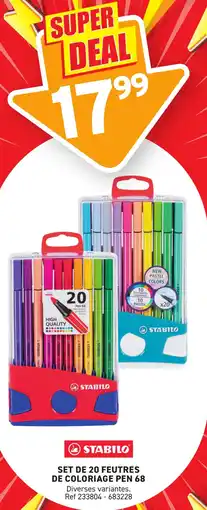 Trafic STABILO Set de 20 feutres de coloriage pen 68 offre