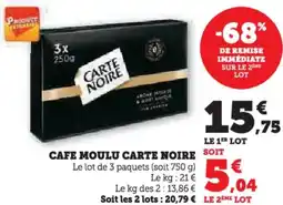 U Express Cafe moulu carte noire offre