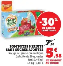 U Express Pom'potes 5 fruits sans sucres ajoutes offre