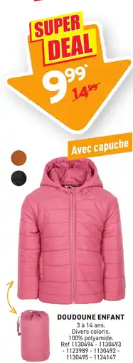 Trafic Doudoune enfant offre