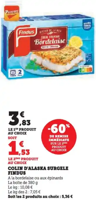 U Express Colin d'alaska surgele findus offre