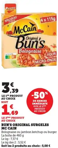 U Express Bun's original surgeles mc cain offre