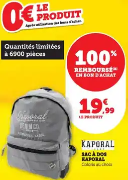 Hyper U Sac à dos kaporal offre