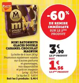 Hyper U Mini batonnets glaces double caramel chocolat magnum offre