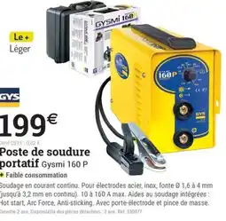 Espace emeraude GYS Poste de soudure portatif Gysmi 160 P offre