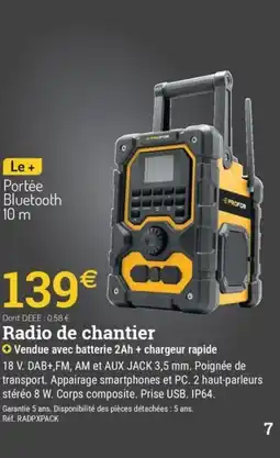 Espace emeraude Radio de chantier offre