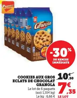 Hyper U Cookies aux gros eclats de chocolat granola offre
