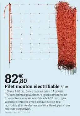 Espace emeraude Filet mouton électrifiable 50 m offre