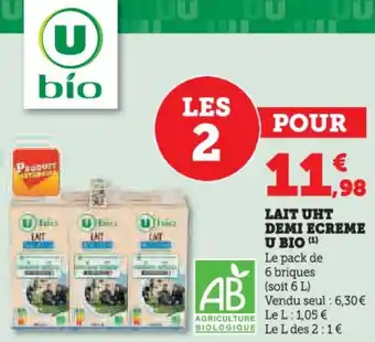 Hyper U Lait uht demi ecreme u bio offre