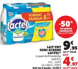 Hyper U Lait uht demi-ecreme lactel offre